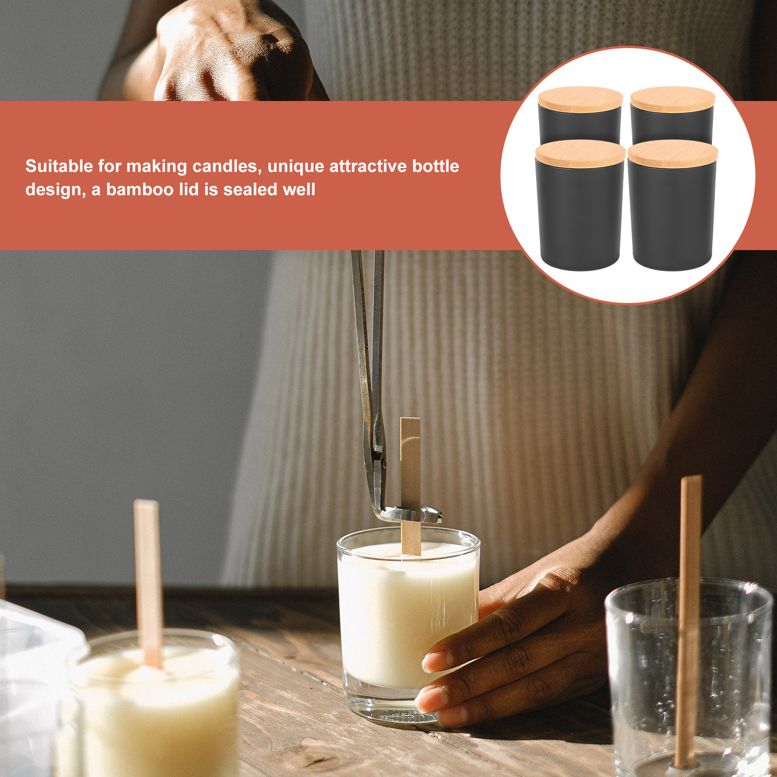 Zestaw 4 szklanych słoików na  – Candle Making Jars With Lids recenzja i cena
